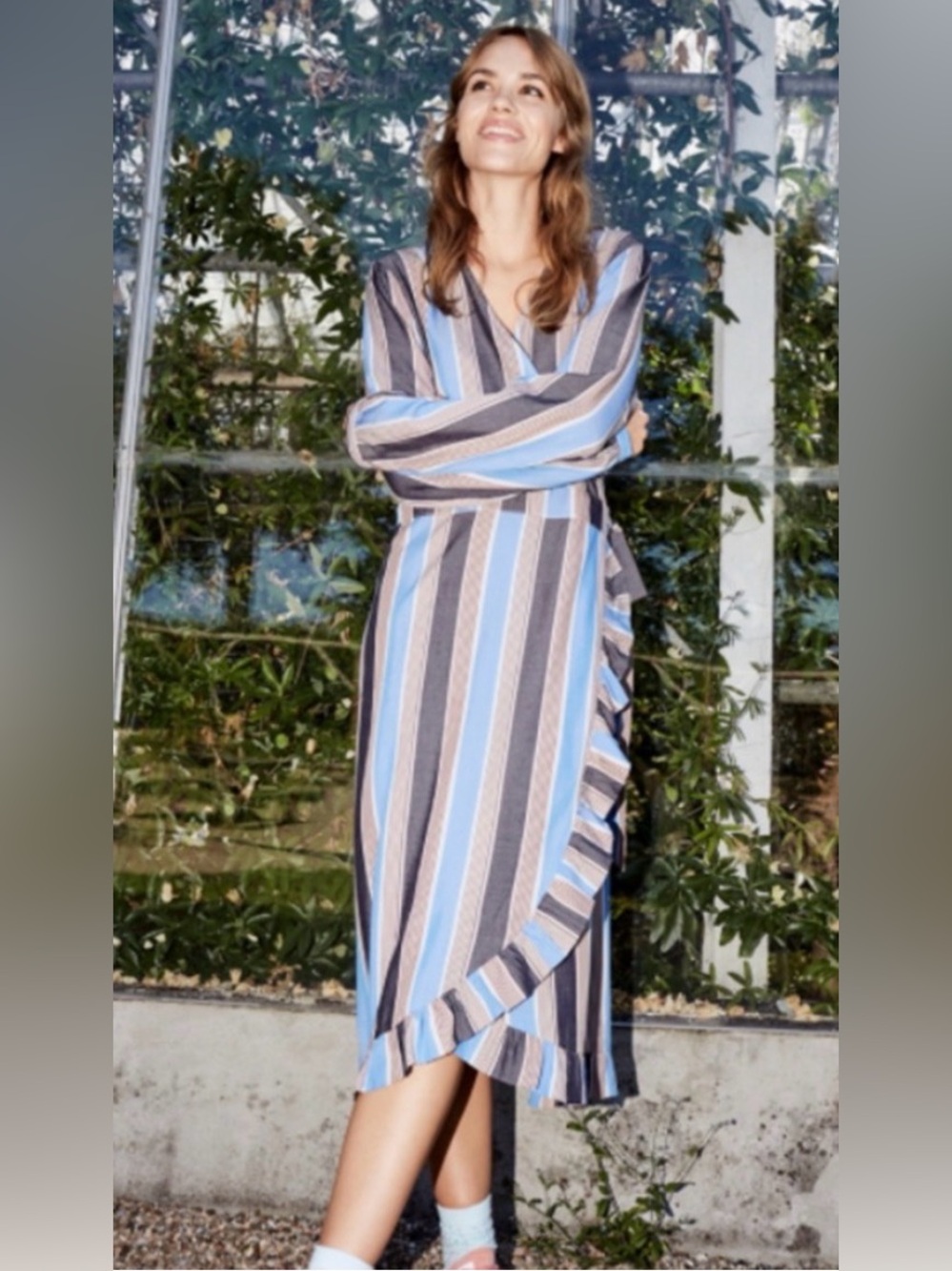 Numph Jemima Long Sleeve Wrap Midi Dress